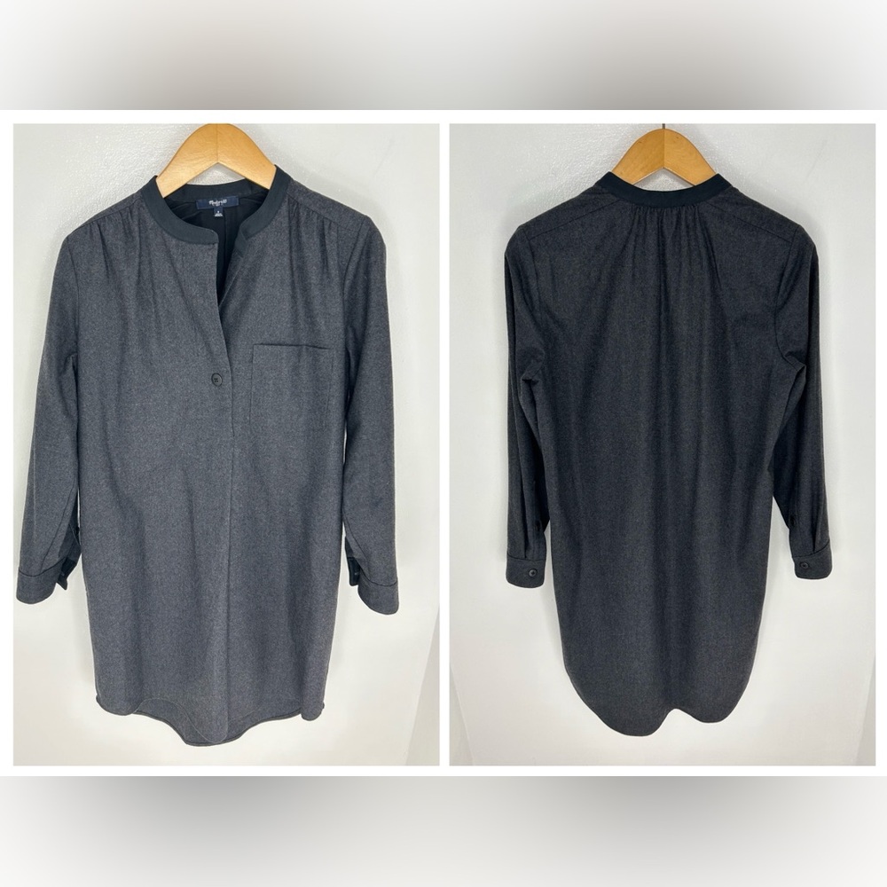 Madewell Latitude Shirt Shift Dress‎ Size Small Pockets Wool Blend Lined Office